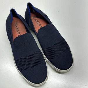 Rothys Maritime Lattice Stitch Sneaker Slip On Laceless Shoes Navy Blue Size 9.5